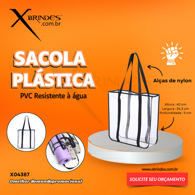 Conheça o Brinde Sacola Plástica de PVC Resistente à água com alças de nylon 