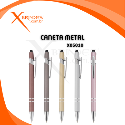 Conheça o Brinde Caneta Corpo Em Metal Com Ponteira Touch E Acionamento Por Clique X05010