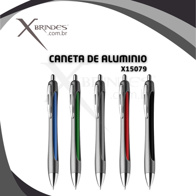 Conheça o Brinde Caneta Corpo de Aluminio Reciclado Acionamento por clique  X15079