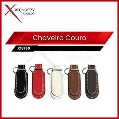 Chaveiro de Couro Sintético com Formato Minimalista X18760 