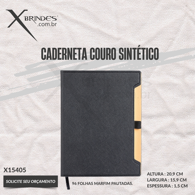   Caderneta com capa em couro sintético 96 folhas X15405