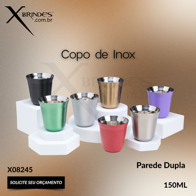 Copo de Inox com Parede Dupla capacidade de 150ml X08245