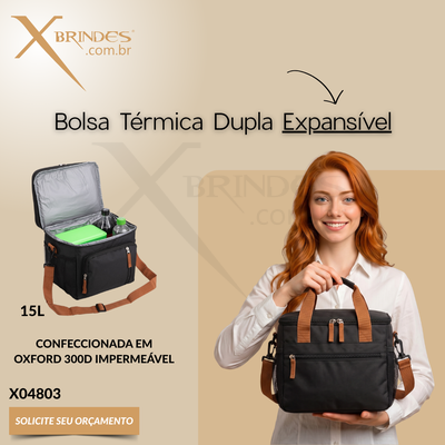 Bolsa Térmica Dupla Expansível em Oxford 300D 15L X04803