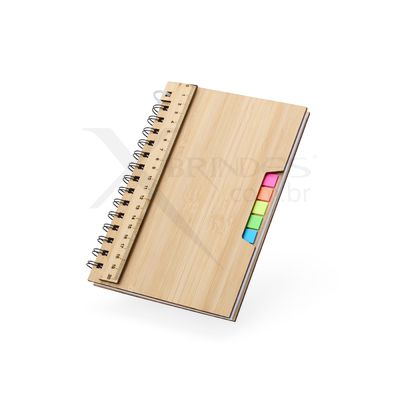 Conheça o Brinde CADERNO A5 COM 5 MARCADORES 68 FOLHAS DE BAMBU 20X14CM X18898 