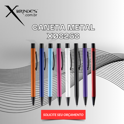 Caneta de Metal com Acionamento por clique e carga esferográfica azul de 1.0mm X08268