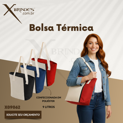 Conheça o Brinde Bolsa térmica de 9 Litros confeccionada em poliéster  X09062