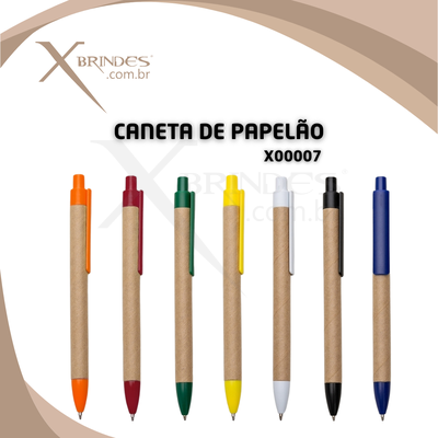 Conheça o Brinde Caneta Ecológica de Papelão com Acionamento por Clique X00007