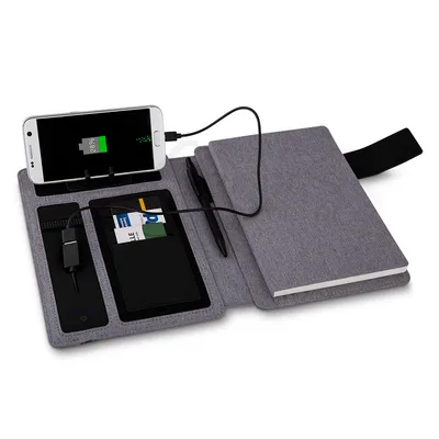 Caderno com Power Bank e Porta Documentos