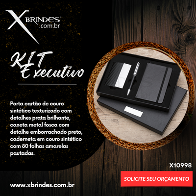 Conheça o Brinde KIT EXECUTIVO C/ CANETA MOLESKINE E PORTA CARTÃO X10998