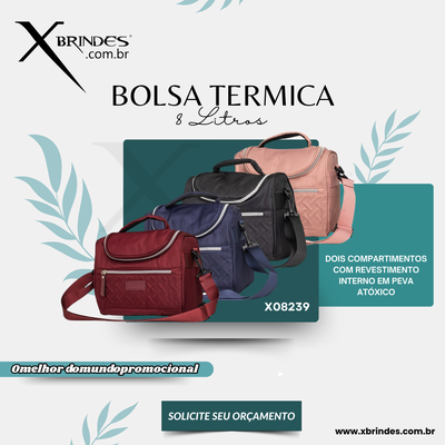 Conheça o Brinde BOLSA TÉRMICA 8 LITROS COM DESIGN MODERNO E CASUAL X08239