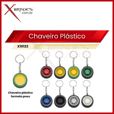 Chaveiro plástico Colorido em formato de pneu X10123 
