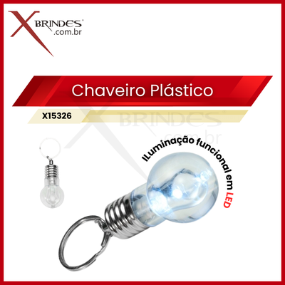 Chaveiro Plástico em formato de lâmpada com Led Funcional X15326