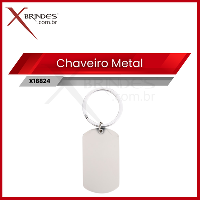 Chaveiro de Metal retangular com acabamento espelhado X18824