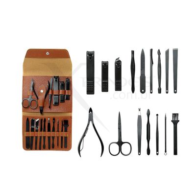 Conheça o Brinde Kit manicure 16 peças em estojo de couro sintético X18724B