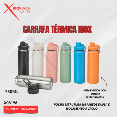 Garrafa térmica feita em inox com pintura eletrostática X08196