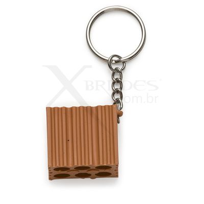 Chaveiro de plástico personalizável em formato de tijolo X12387