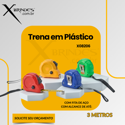 Conheça o Brinde Trena Plástico Com Fita De Aco De 3 Metros X08206 