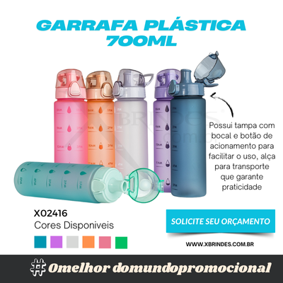 GARRAFA PLÁSTICA TAMPA COM BOCAL E BOTAO 700ML X02416