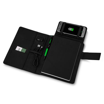 Caderno com Power Bank e Porta Documentos