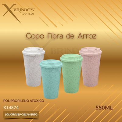 Copo fibra de arroz de 550ml Feito em polipropileno atóxico X14874
