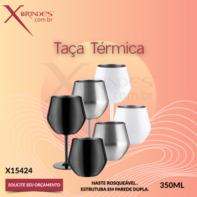 Taça Térmica em Inox de 350ml com estrutura em parede dupla  X15424