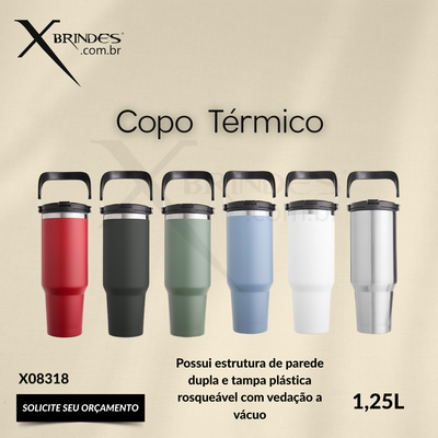 Copo térmico de 1,25L em inox com parede Dupla X08318