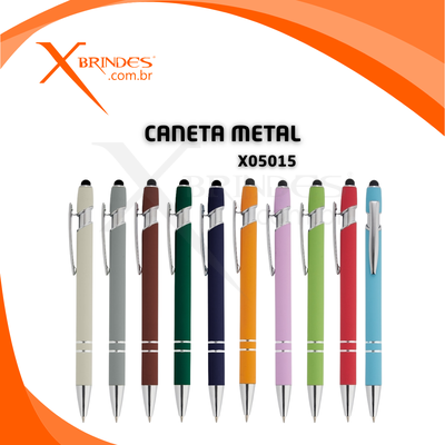 Caneta corpo de Metal com Ponteira Touch e acionamento por clique X05015 