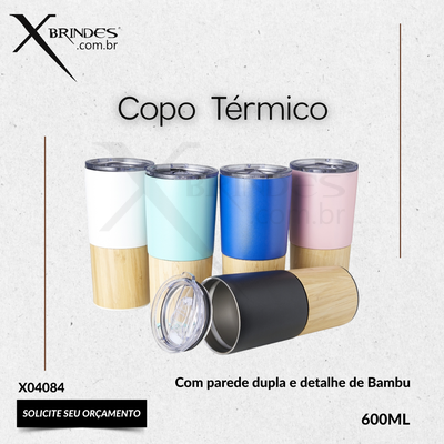 Copo térmico de inox 600ml com parede dupla X04084