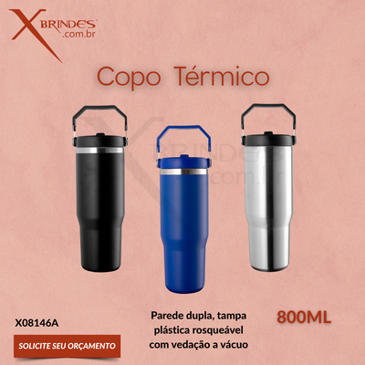 Copo térmico 800 ML em inox com parede dupla X08146A