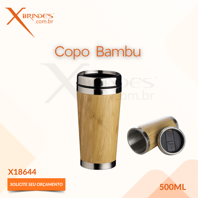 Copo em Bambu de 500ml parte interna em Inox X18644