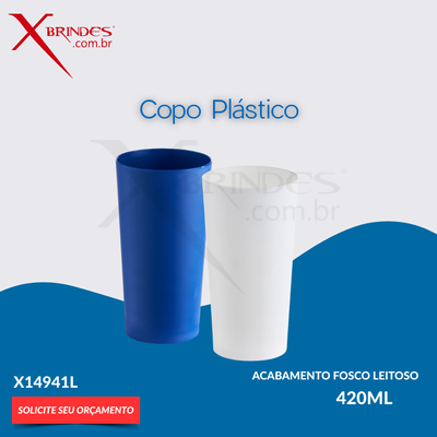 Copo plástico de 420ml com acabamento fosco leitoso X14941L