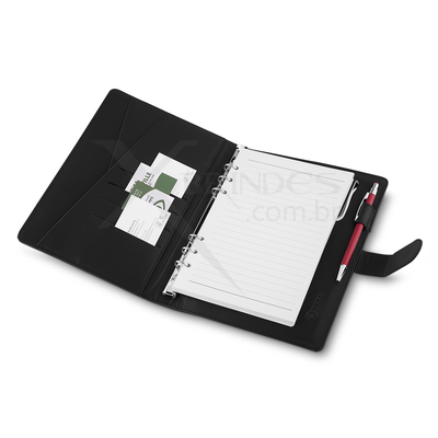 Caderno tipo fichário com Power Bank