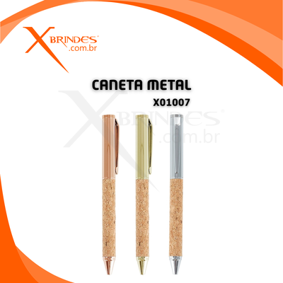 Conheça o Brinde Caneta Corpo de Metal com detalhe em Cortiça X01007