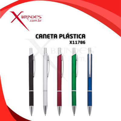 Caneta Plástica Com Carga Azul E Acionamento Por Clique X11786