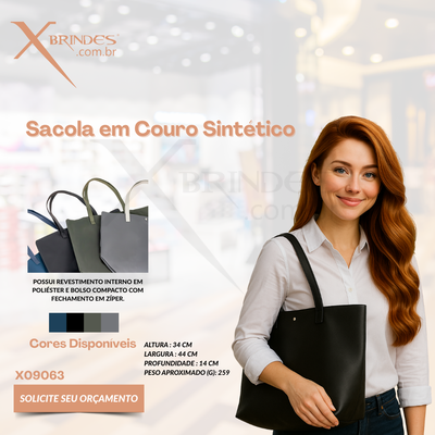 Sacola confeccionada em couro sintético à base de PVC X09063