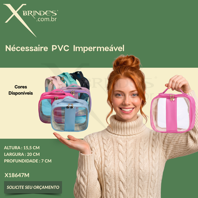 Nécessaire Impermeável em PVC com bordas em PU 18647M