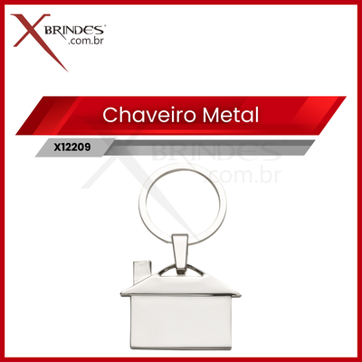 Chaveiro de Metal brilhante em formato de casa X12209
