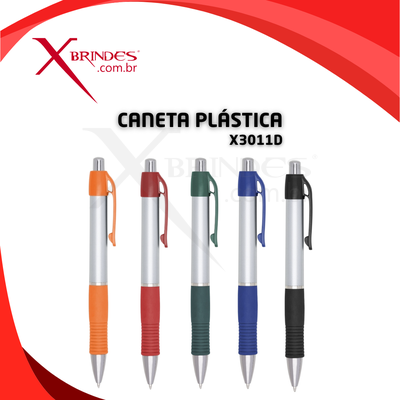Caneta Plástica Com Grip Emborrachado E Acionamento Por Clique X03011D