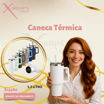 Caneca térmica em inox com alça reforçada 1,3 L X15380