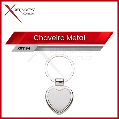 Chaveiro de Metal Inox em formato de coração X03194