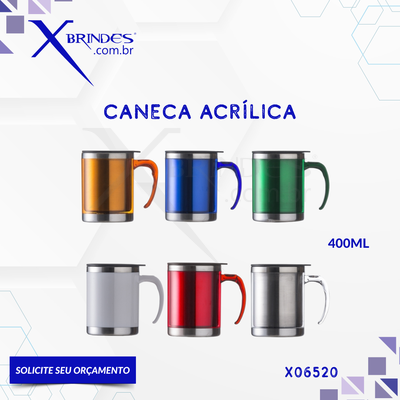 Caneca em Acrílico com interna de Inox Capacidade de 400ML X06520