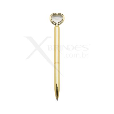 Conheça o Brinde Caneta Corpo em Metal com Detalhe de Coração com Diamante X14656