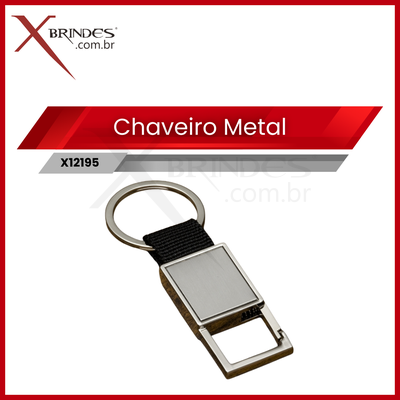Chaveiro de Metal Retangular com mosquetão X12195 