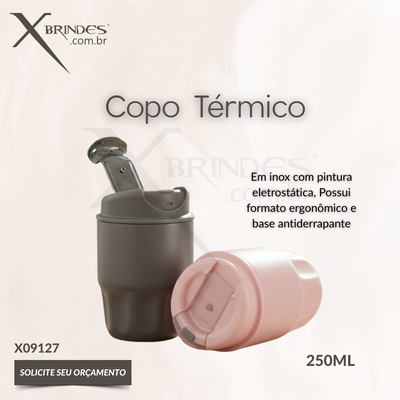Copo térmico 250 ML em inox com pintura eletrostática X09127
