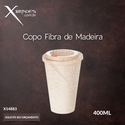 Copo fibra de madeira 400ml com tampa de bocal X14883