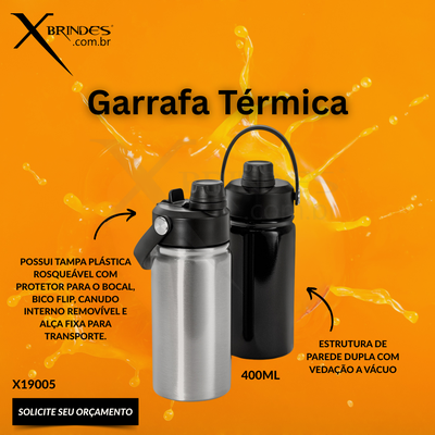 Conheça o Brinde Garrafa Térmica em Inox com capacidade de 400ml X19005