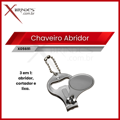 Chaveiro metal 3 em 1: abridor, cortador e lixa X05691