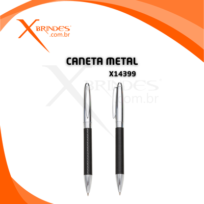 Caneta corpo de Metal com detalhe em Couro X14399