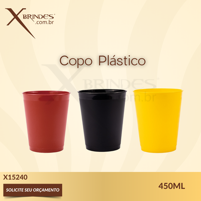 Copo em Plástico polipropileno (PP) com capacidade máxima de 450ml X15240