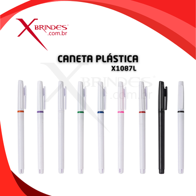 Conheça o Brinde Caneta Plastica Leve E Funcional Com Acionamento Por Clique X1087L